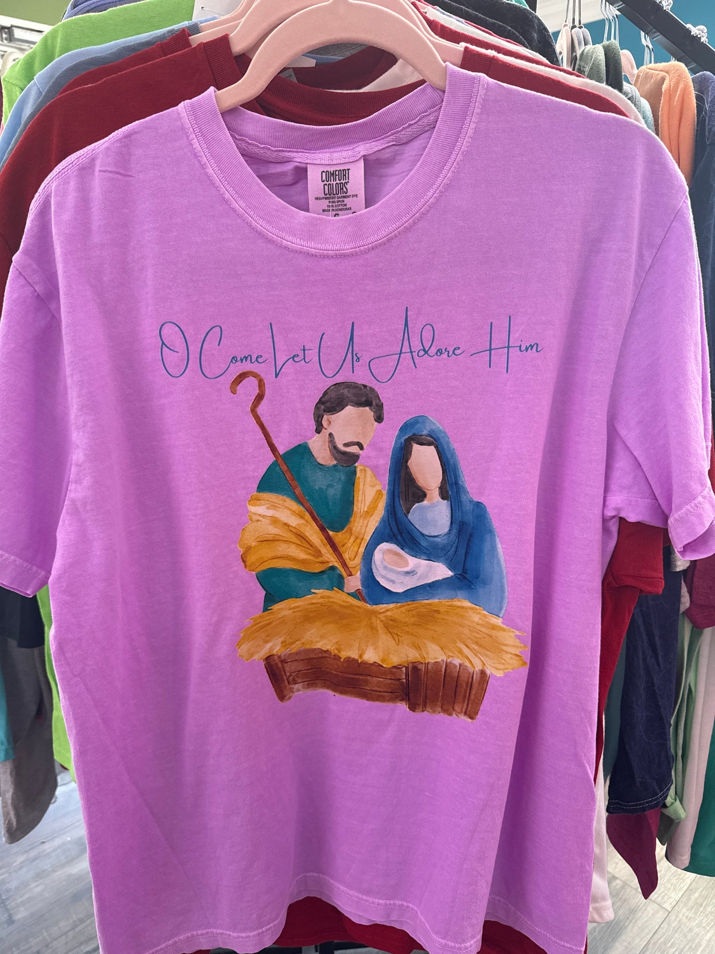 Oh come let us adore him- manger shirt - Designs of the Times