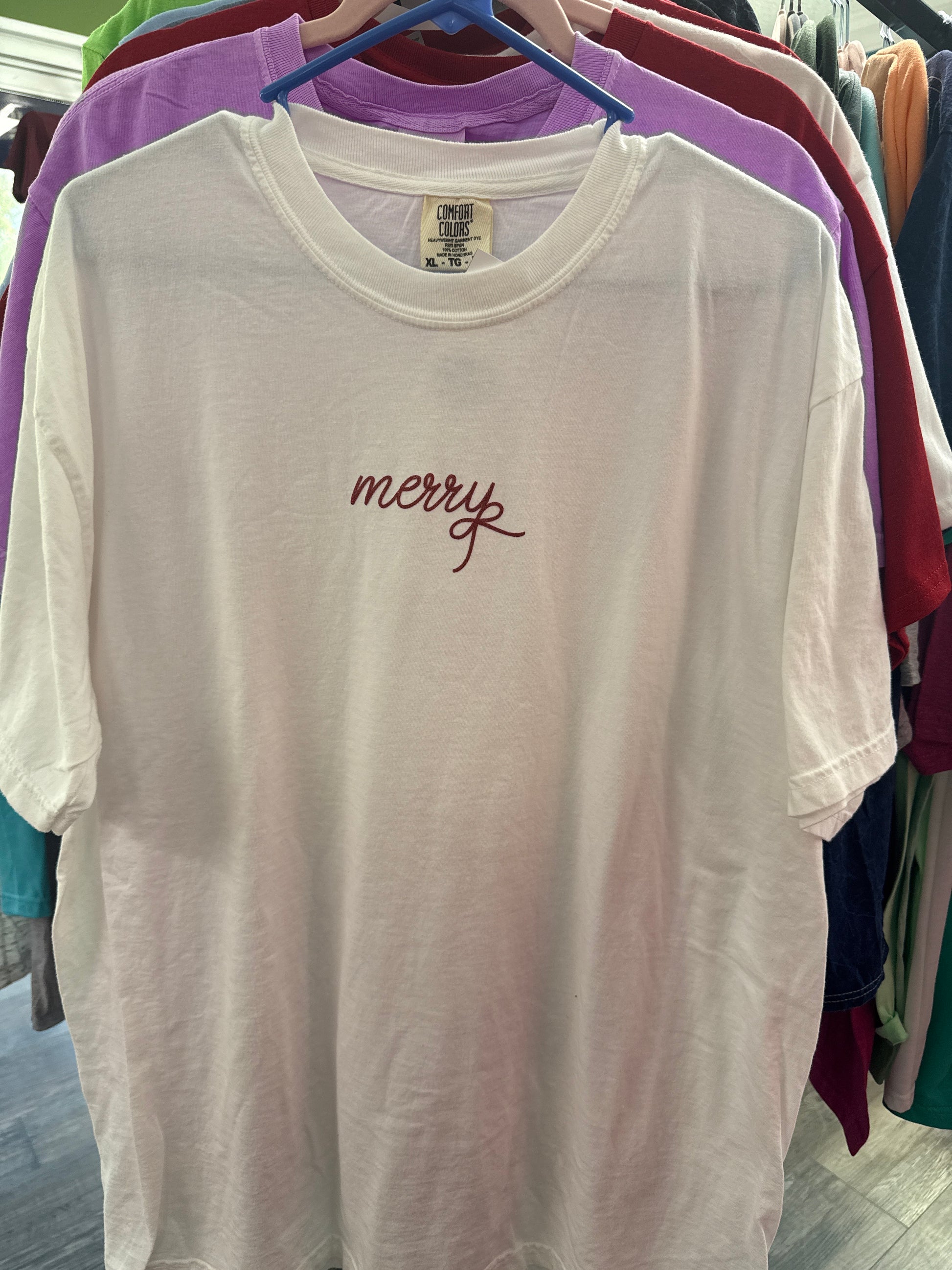 White SS merry shirt - Designs of the Times