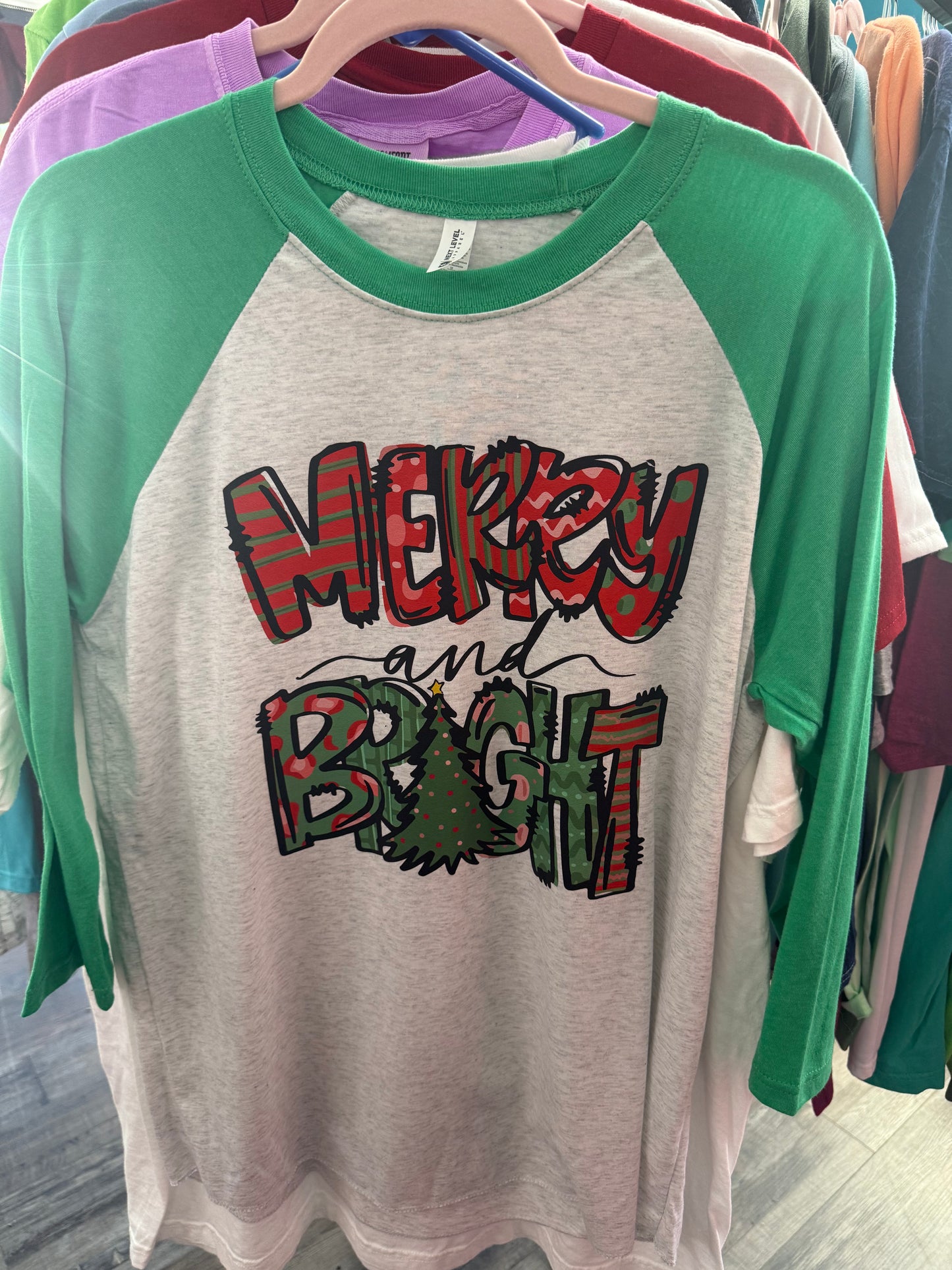 Merry & Bright 3/4 sleeve shirt - Designs of the Times